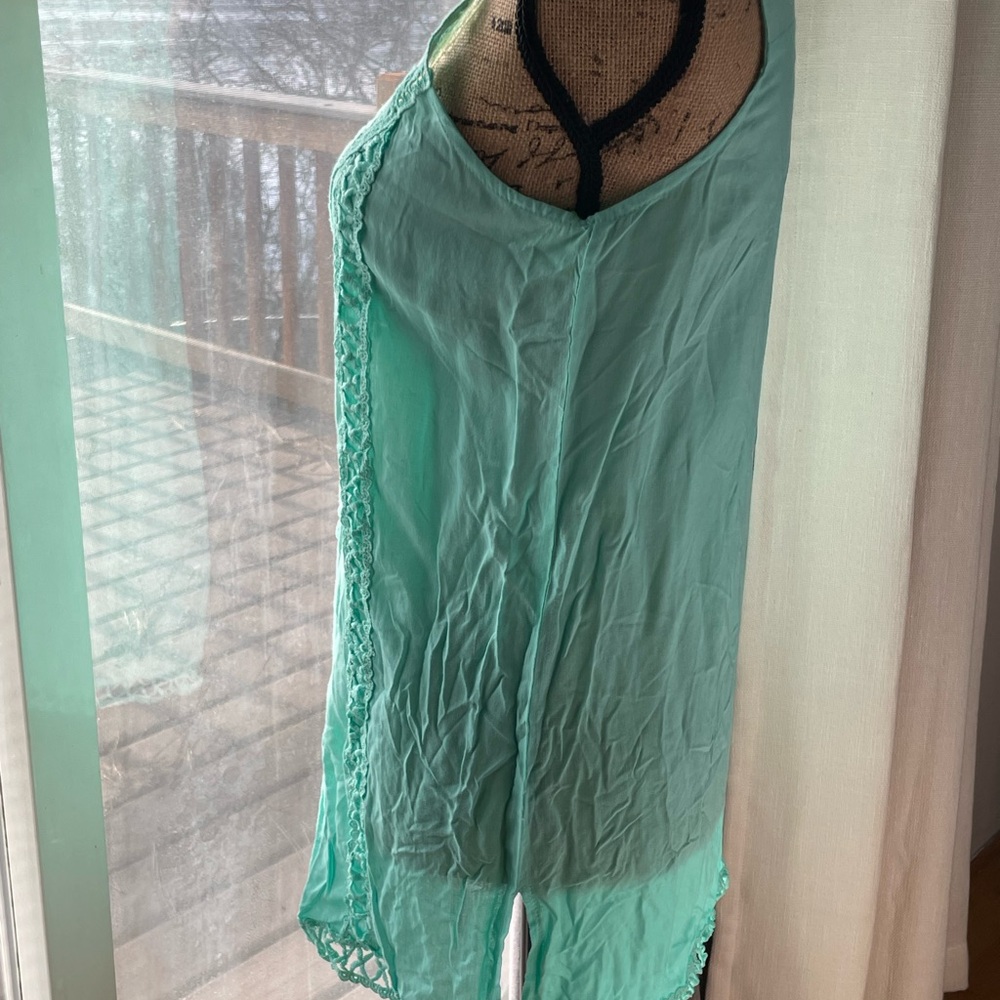 NWOT Forgotten Grace Crochet Laced Teal Blouse - Picture 4 of 8